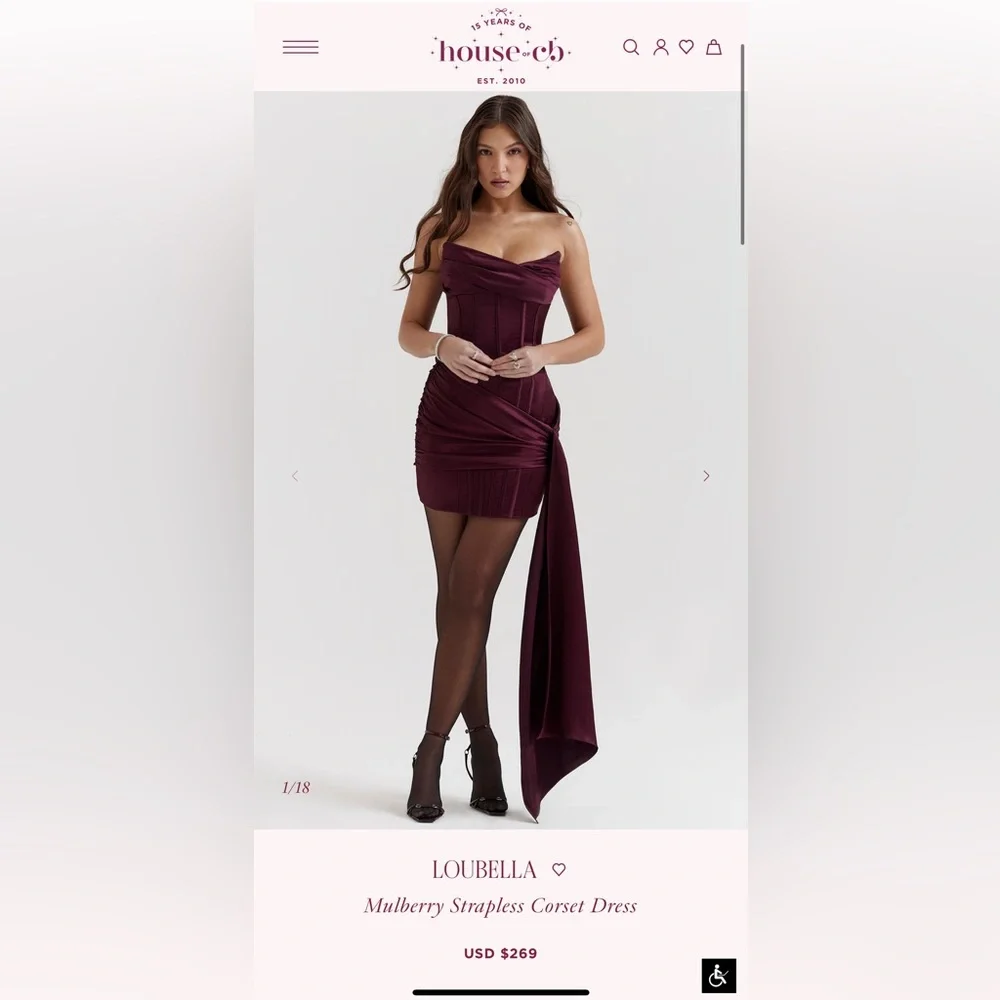 House of CB Loubella Mulberry Strapless Corset Dress (Size Medium) - Picture 14 of 14